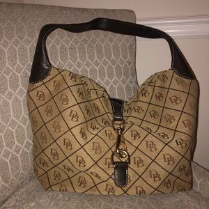 Dooney & Bourke Tan Signature Logo Lock Hobo
